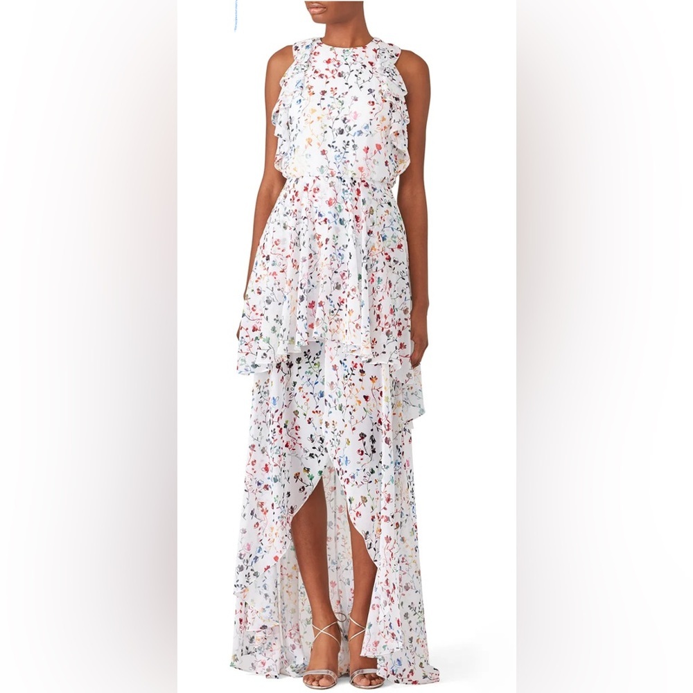 SOLDMonique Lhuillier Floral High Low Dress - Multicolor